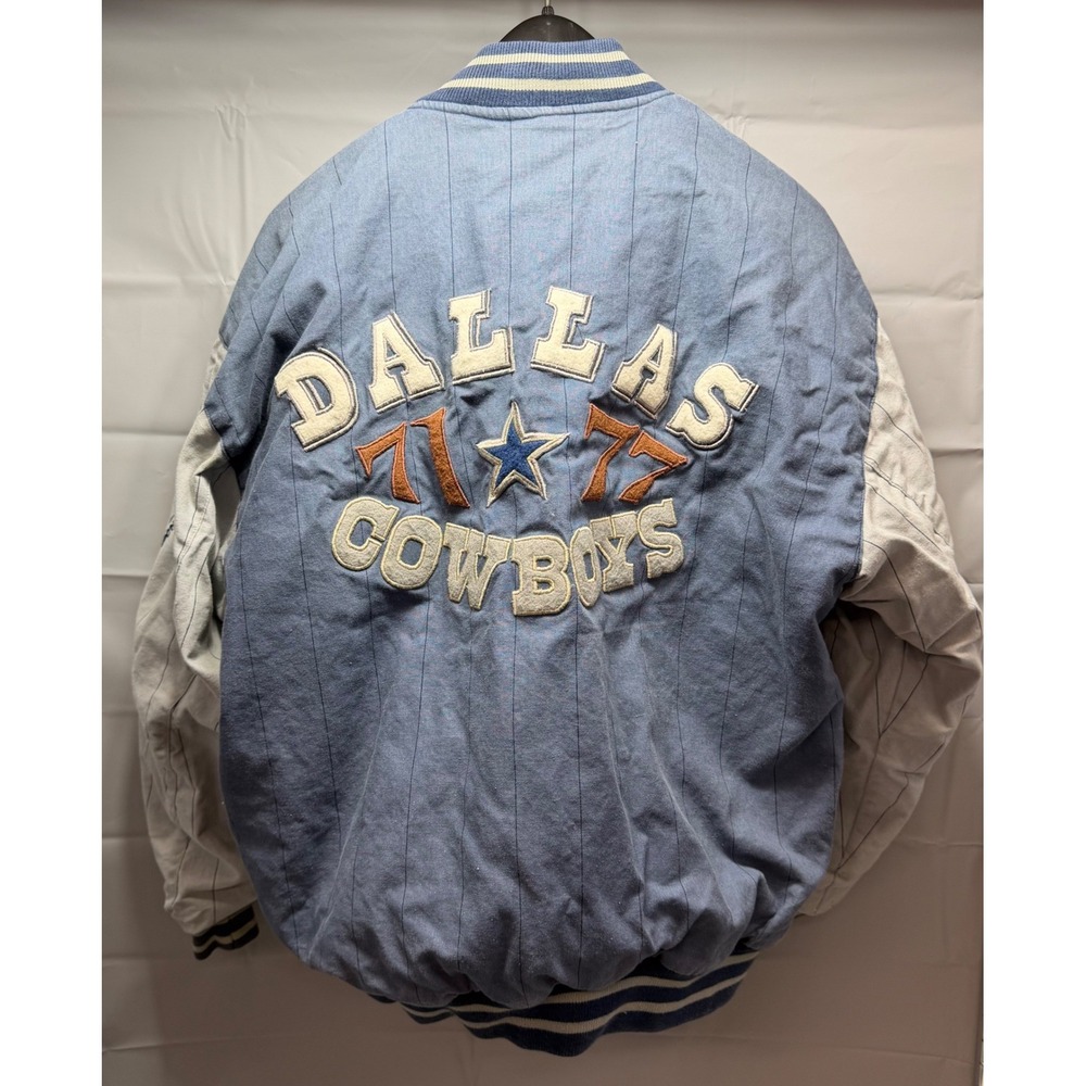 Vintage Mirage Dallas Cowboys Reversible Bomber Jacket Super Bowl 71 77 Mens L